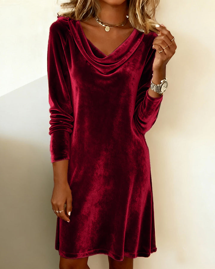 Trendy Dress with Waterfall Neckline