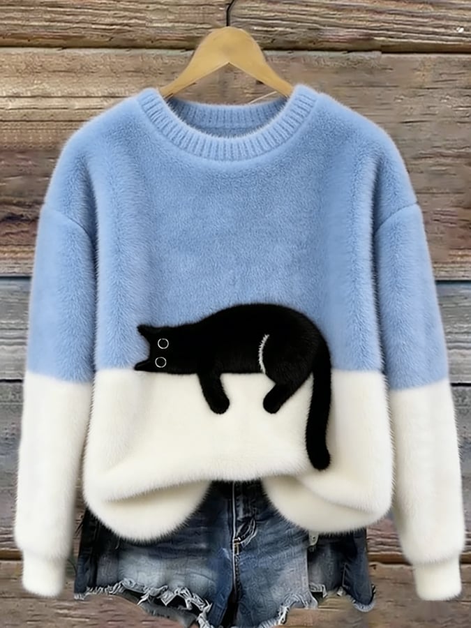 Charlotte | Cozy Sweater with Sleeping Cat Design