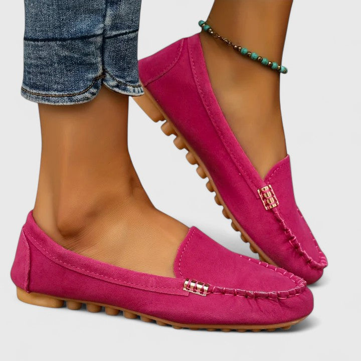 Cleo | Suede Metal Detail Moccasin Loafers