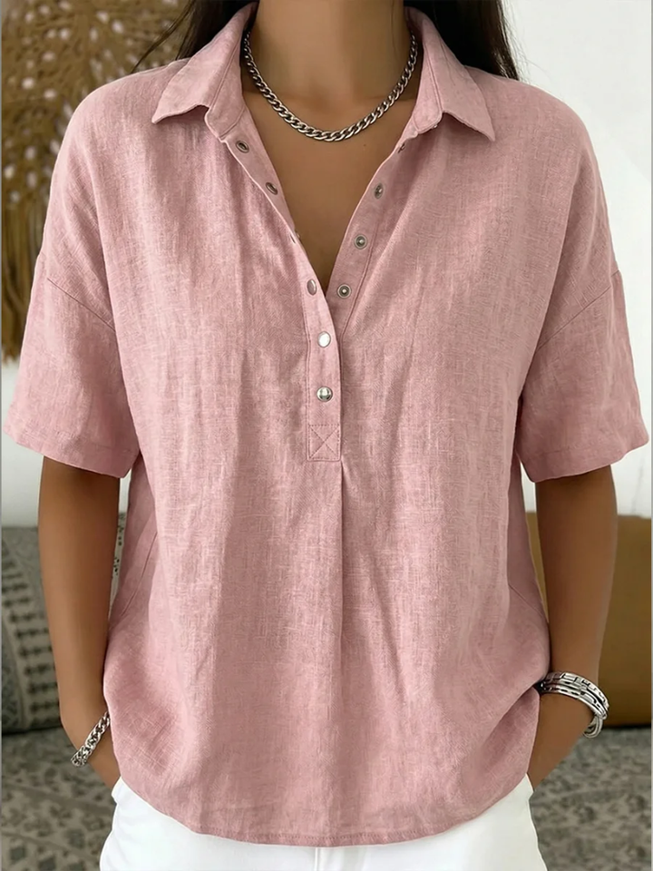 Blouse with Collar and Button Details in Willow