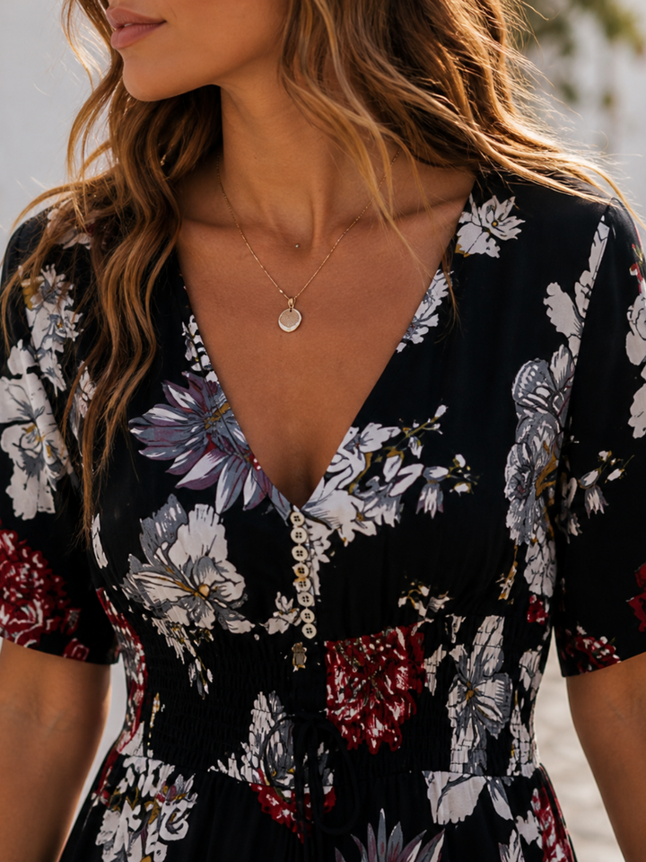 Oia Floral Midi Dress