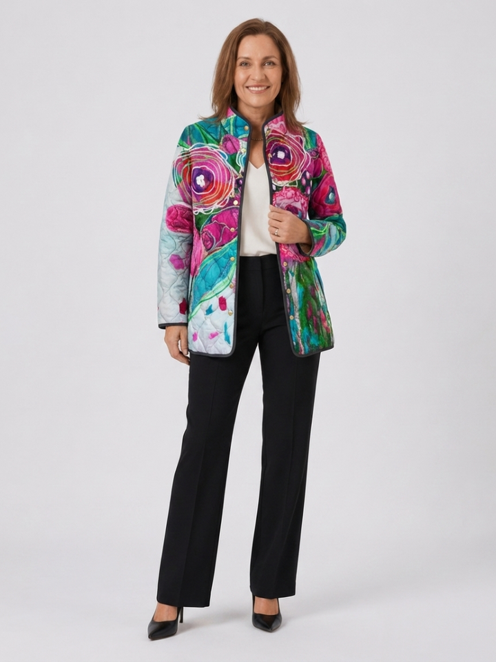 Floral Watercolour Quilted Jacket