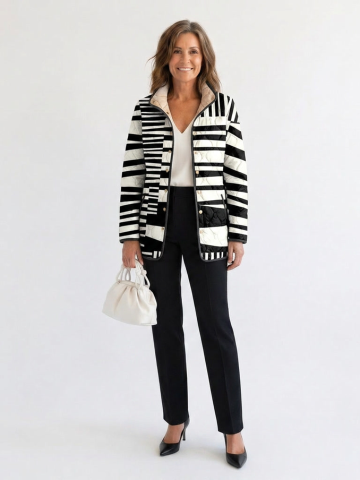 Graphic Striped Quilted Jacket