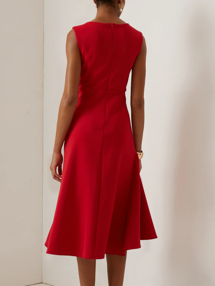 Sofia | Asymmetric Boat Neck Midi Elegant Dress