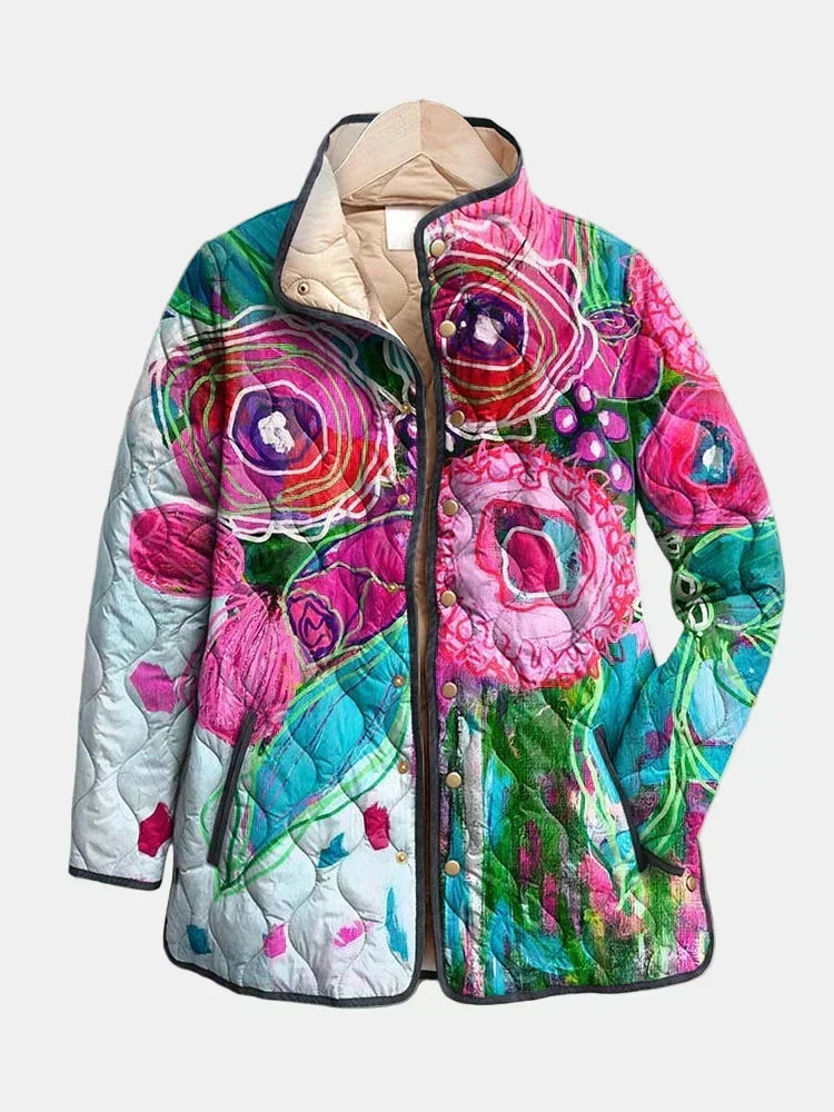 Floral Watercolour Quilted Jacket