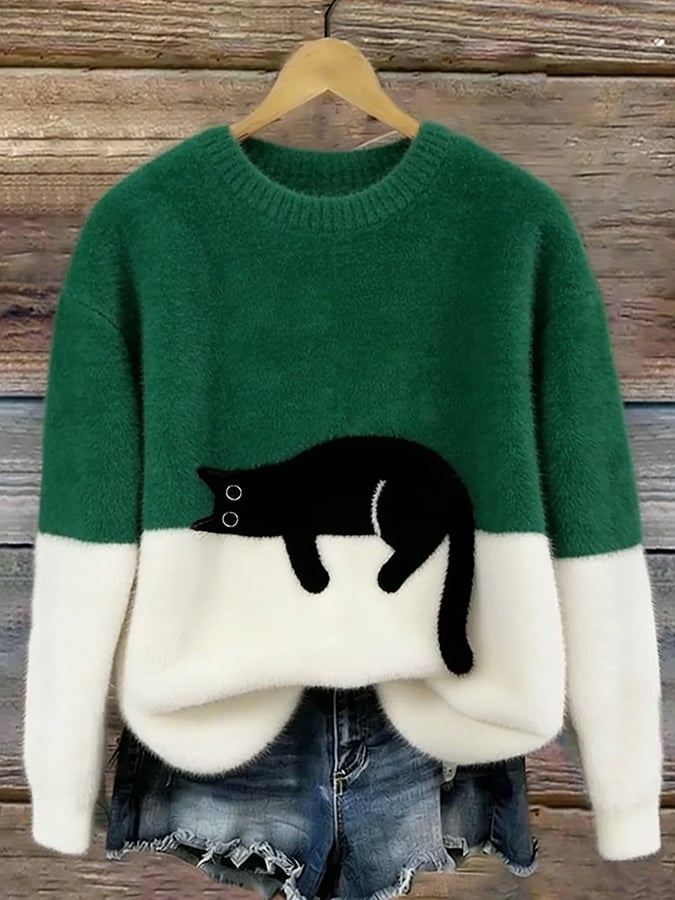 Charlotte | Cozy Sweater with Sleeping Cat Design