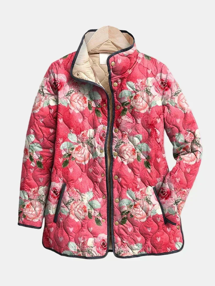 Quilted Jacket with Powder Pink Roses