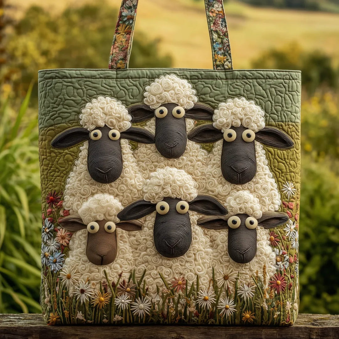 Padded Tote Bag with Sheep Design