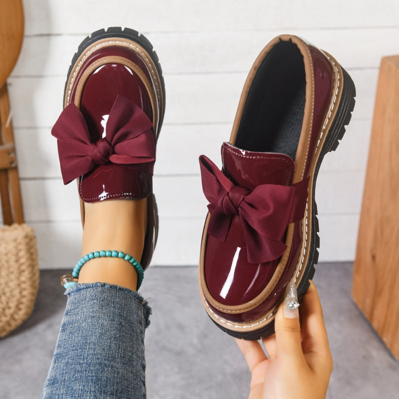 Lucente | Bow Detail Patent Platform Loafers
