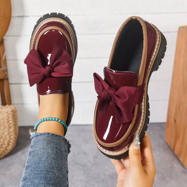Lucente | Bow Detail Patent Platform Loafers
