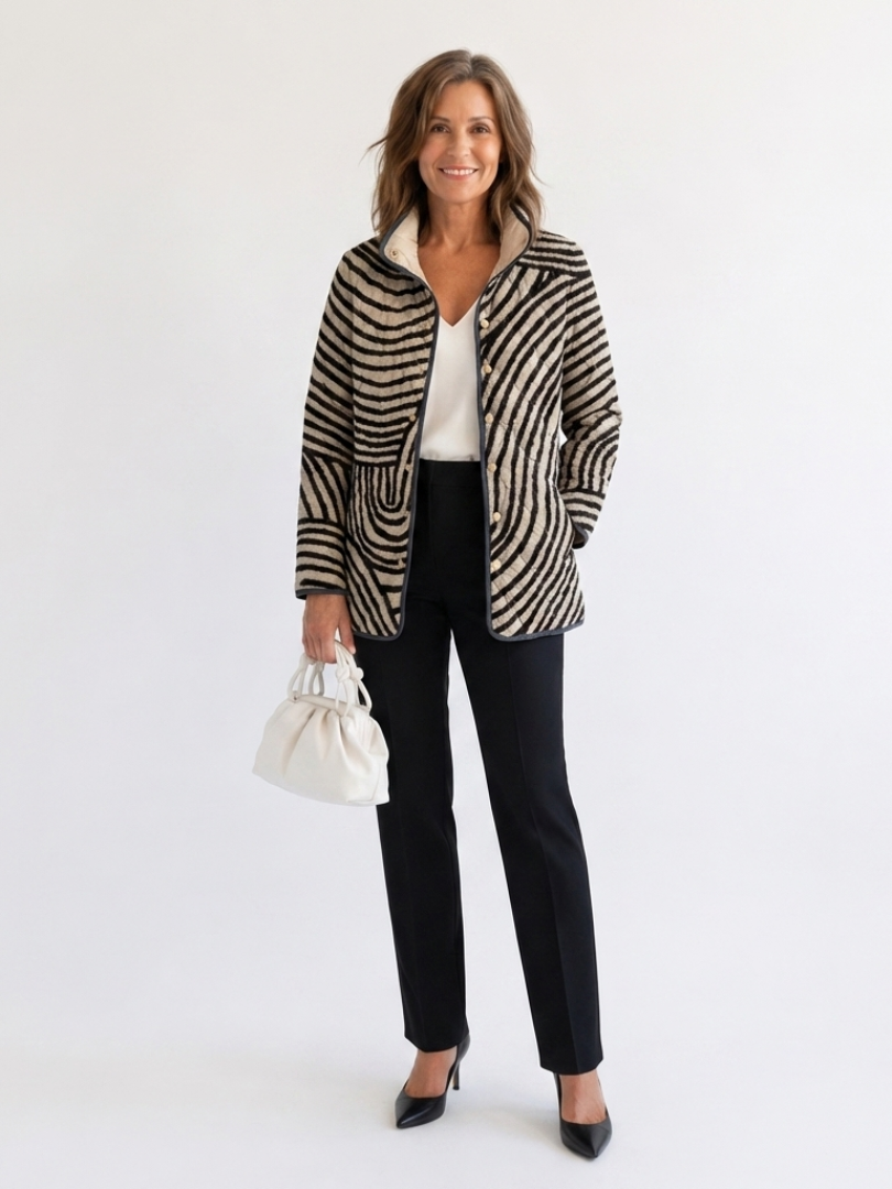Quilted Jacket with Drawn Circles Design