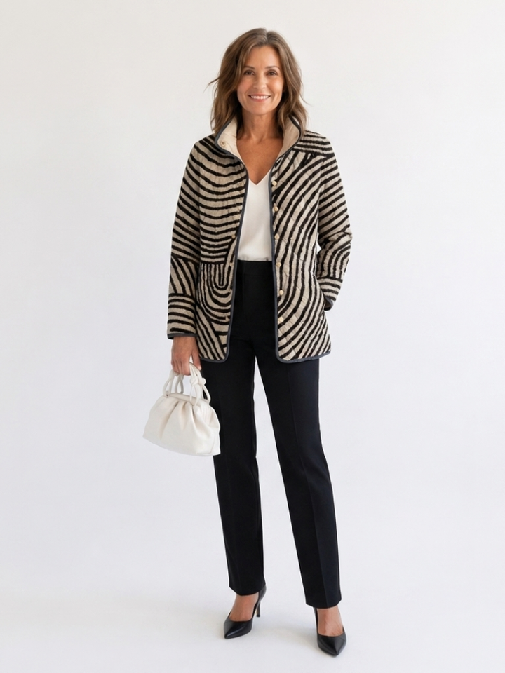 Quilted Jacket with Drawn Circles Design