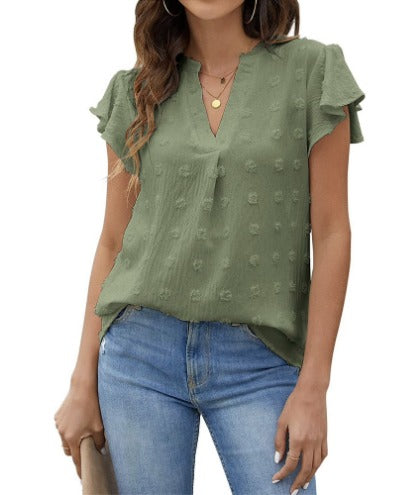 Chic Patchwork Blouse with Ruffles