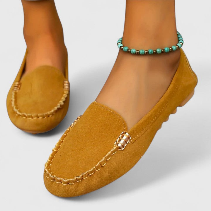 Cleo | Suede Metal Detail Moccasin Loafers