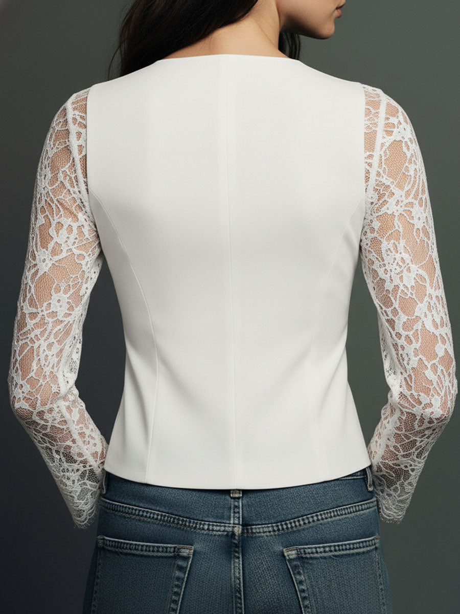 Black Blazer with Sheer Sleeves