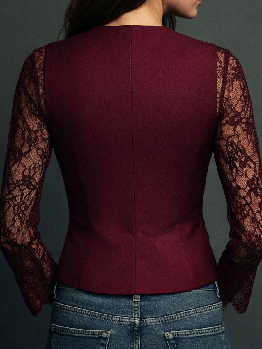 Black Blazer with Sheer Sleeves