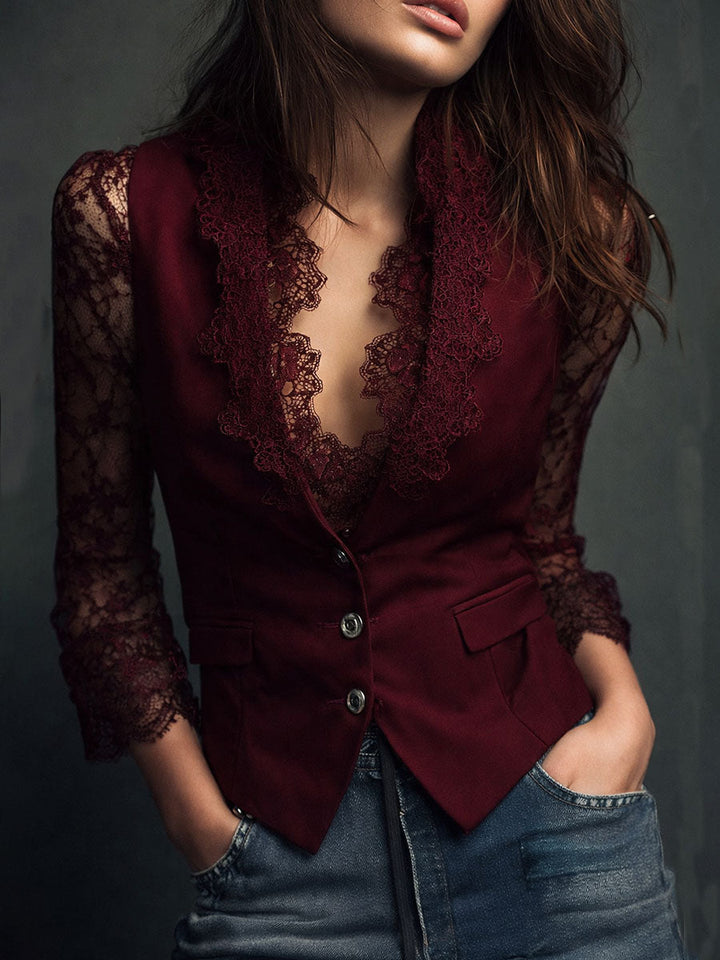 Black Blazer with Sheer Sleeves