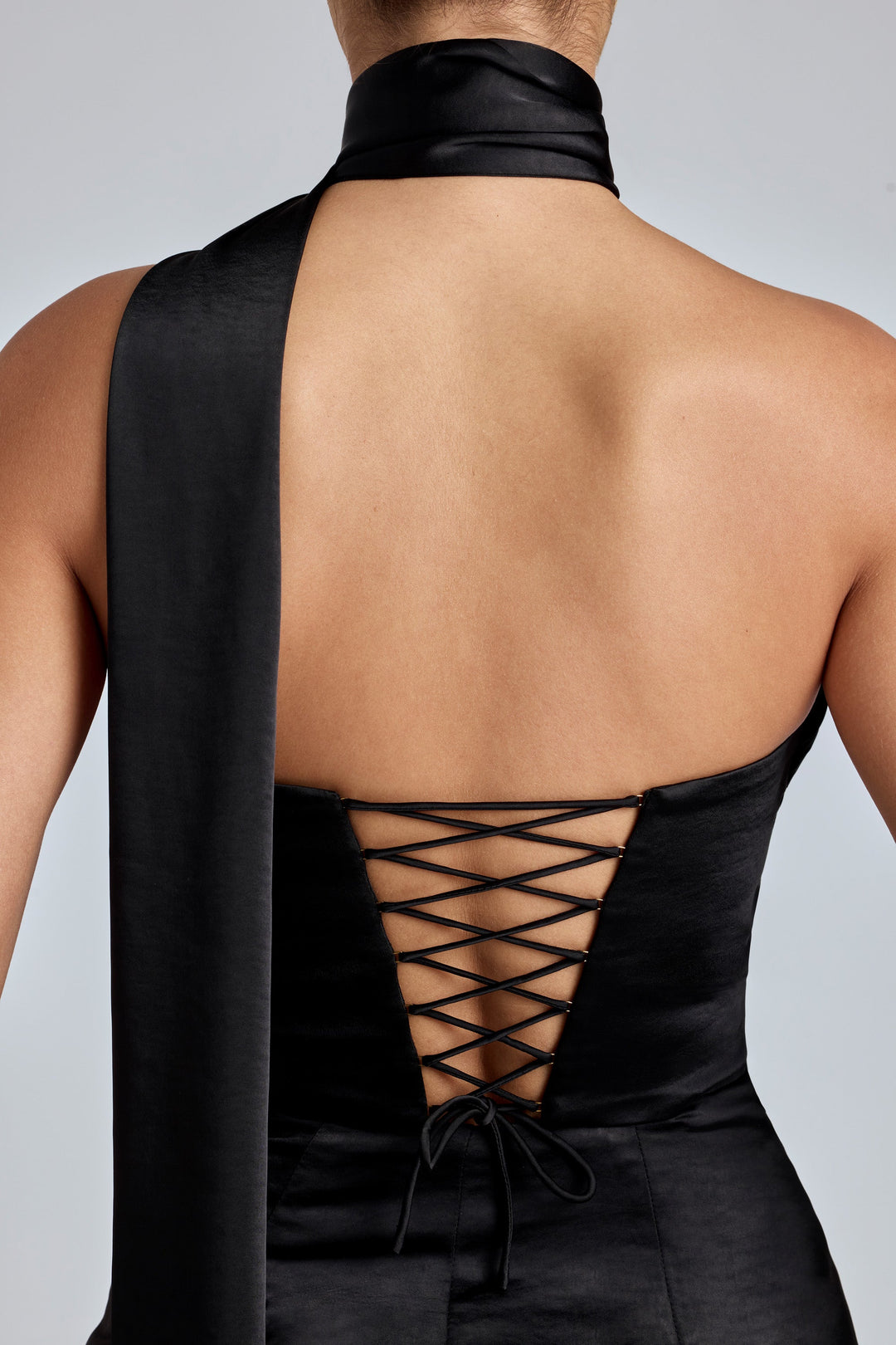 Anastasia | Draped Halterneck Satin Mini Dress