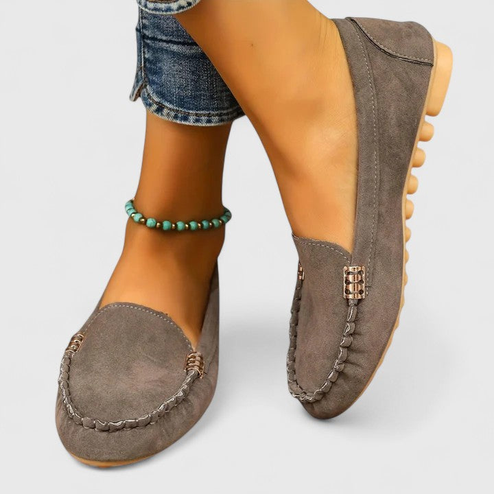 Cleo | Suede Metal Detail Moccasin Loafers