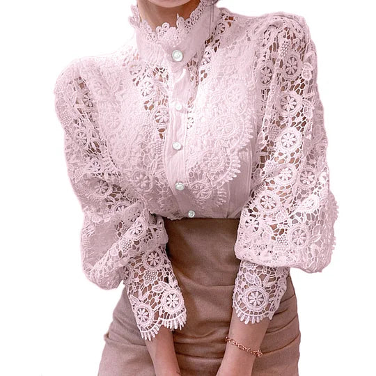 Long Sleeve Shirt with Lace and Tove Details