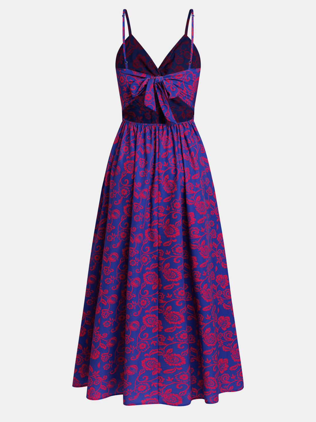 Floral Print Knotted V-Neck Maxi Dress