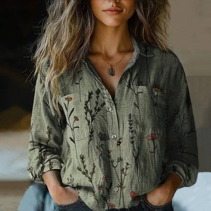 Retro Floral Print Blouse