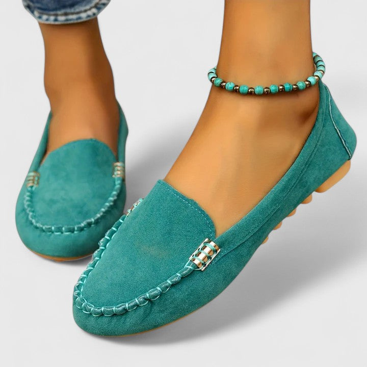 Cleo | Suede Metal Detail Moccasin Loafers