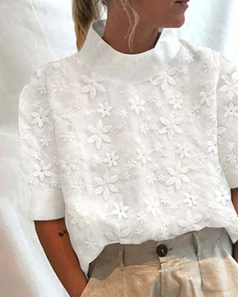 Embroidered High Neck Top Carla