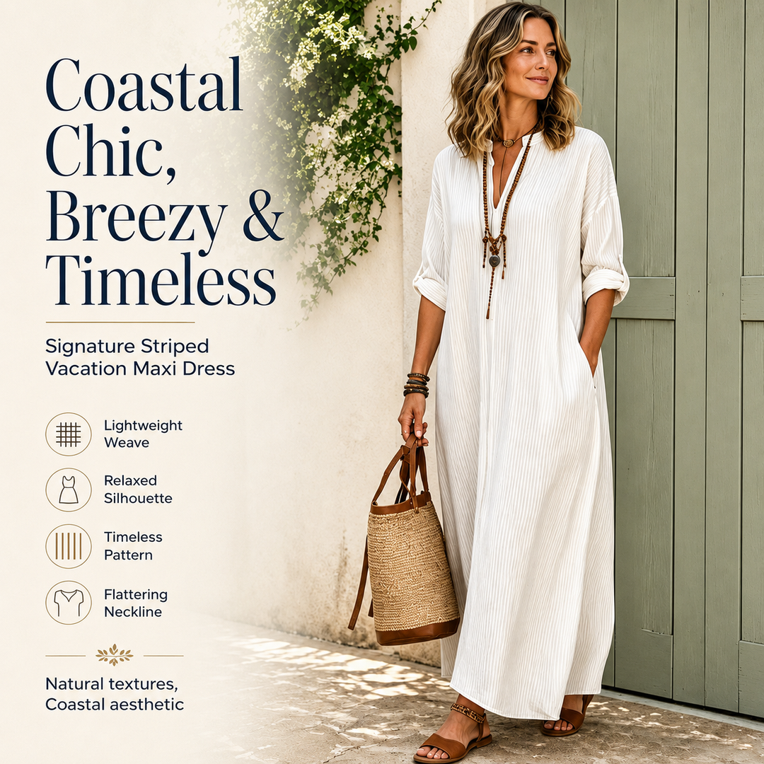 Elsa | Relaxed Striped V-Neck Maxi Dress