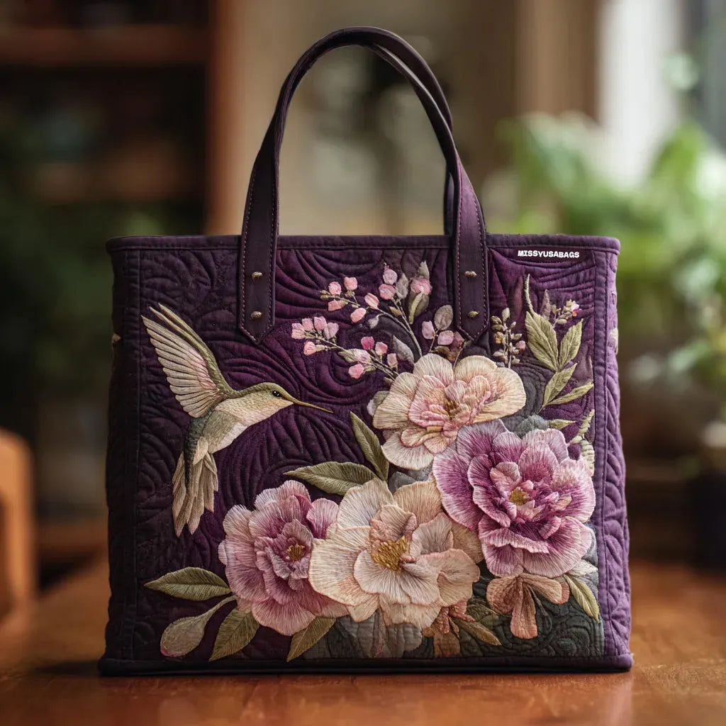 Padded Tote Bag with Embroidered Design