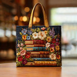 Quilted Fabric Bag with Embroidered Flowers