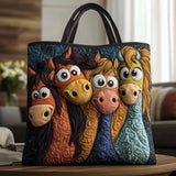 Quilted Tote Bag with Horse Design