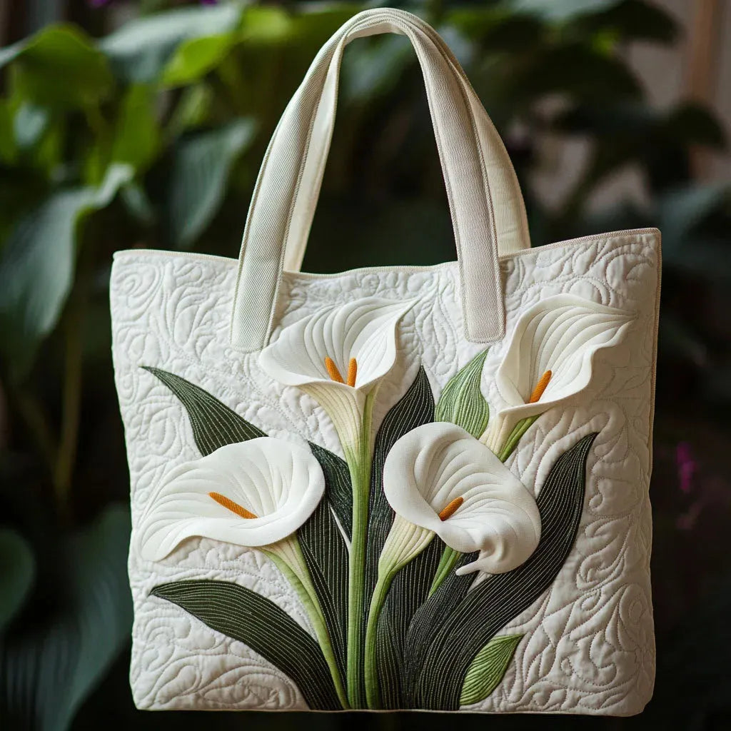Padded Tote Bag with Calla Lilies