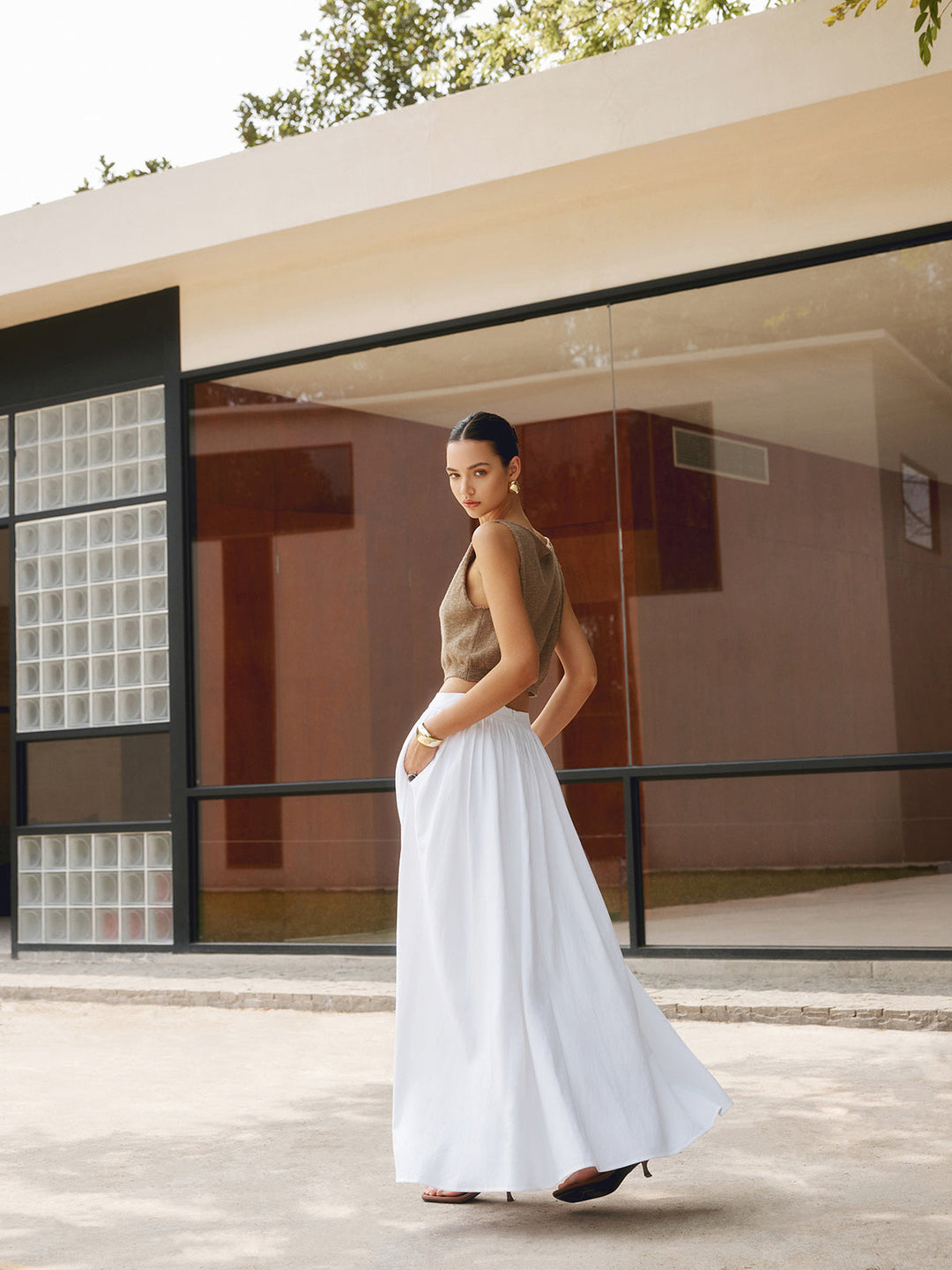 Linen Crop Tank Top