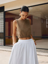 Linen Crop Tank Top