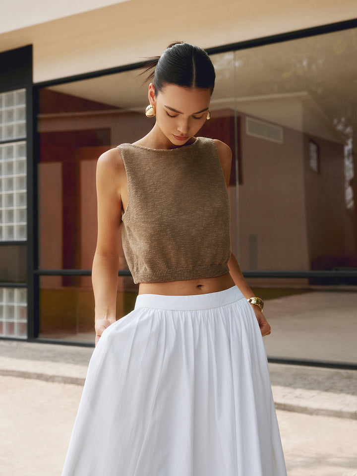 Linen Crop Tank Top