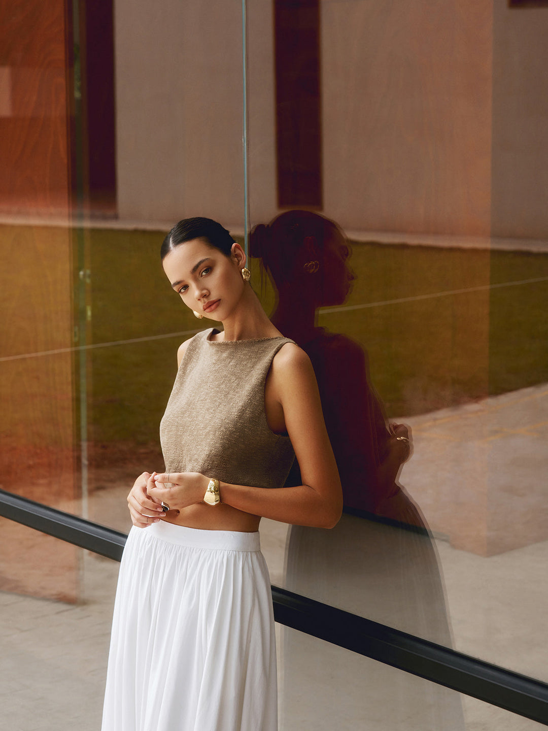 Linen Crop Tank Top