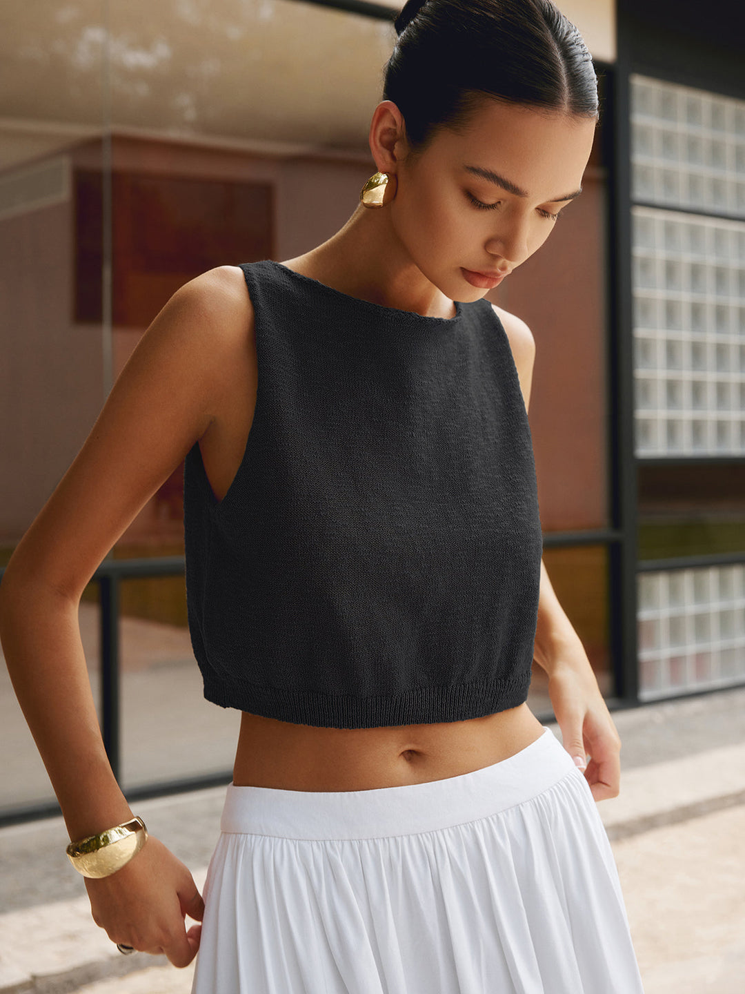 Linen Crop Tank Top