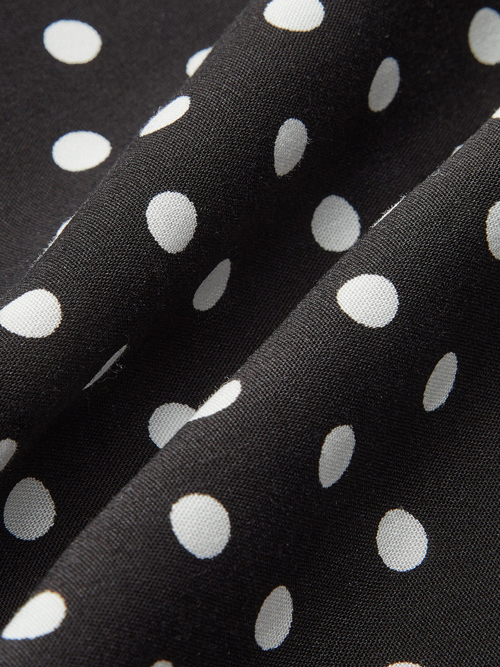 Polka Dot Lace-Trim Dress