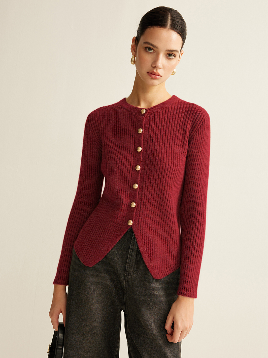 Button Down Split Cardigan