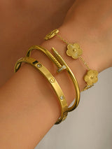 3pcs Screw & Nail & Clover Bracelet Set