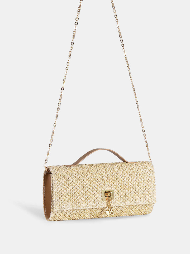 Straw Weave Crossbody Clutch Bag