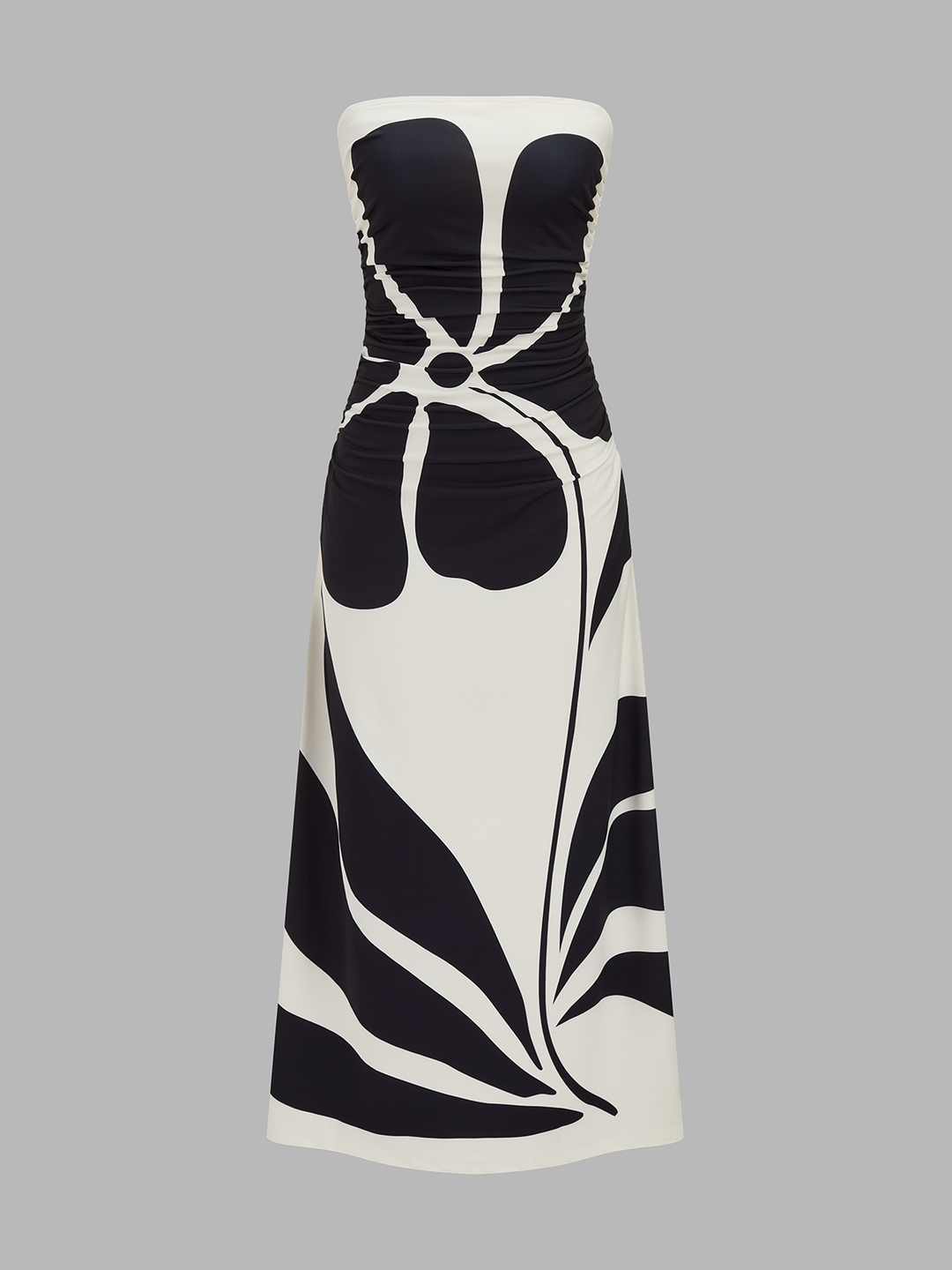 Semi-Sheer Strapless Floral Dress