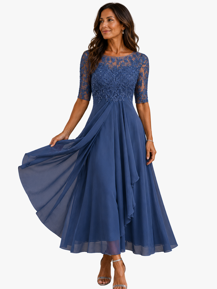 The Celestine Lace & Chiffon Occasion Dress