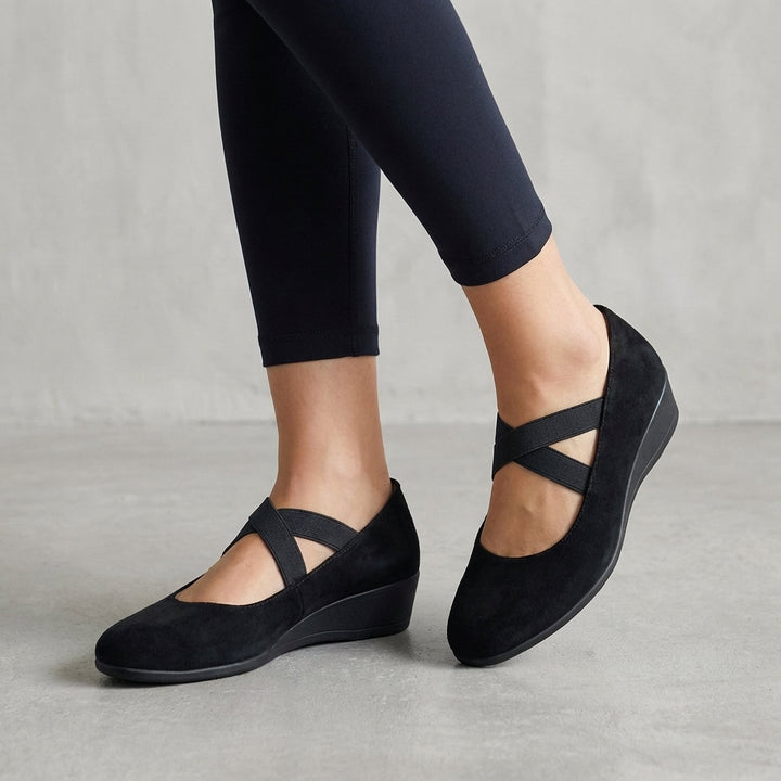 Natalie | Criss-Cross Strap Wedge Flats