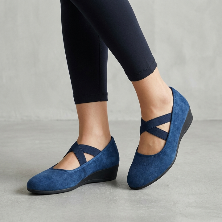 Natalie | Criss-Cross Strap Wedge Flats