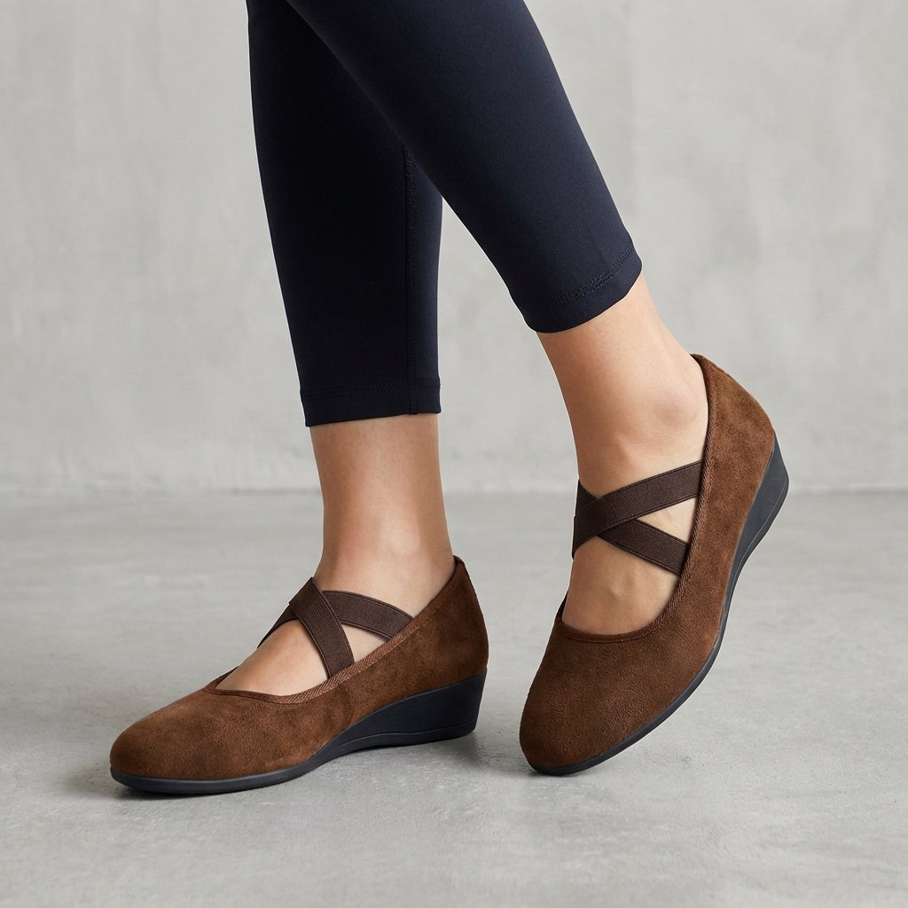 Natalie | Criss-Cross Strap Wedge Flats