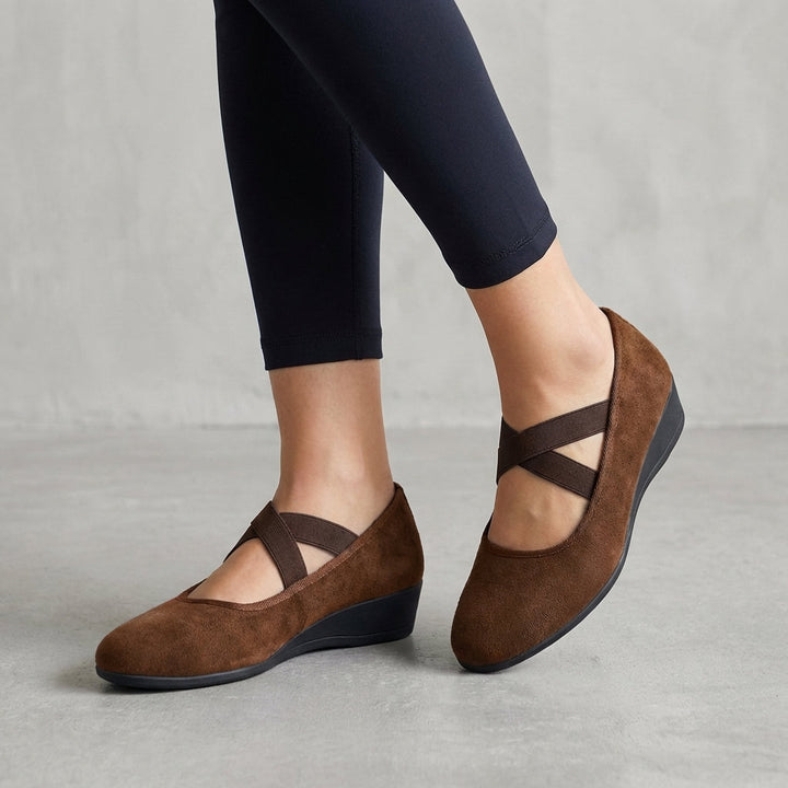 Natalie | Criss-Cross Strap Wedge Flats