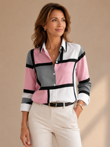 Amelia | Geometric Button Blouse