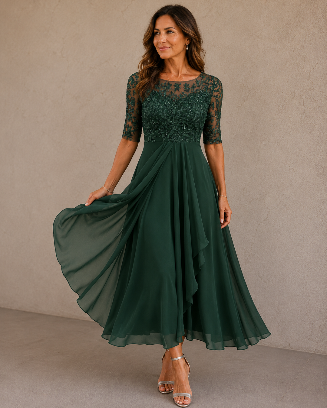 The Celestine Lace & Chiffon Occasion Dress